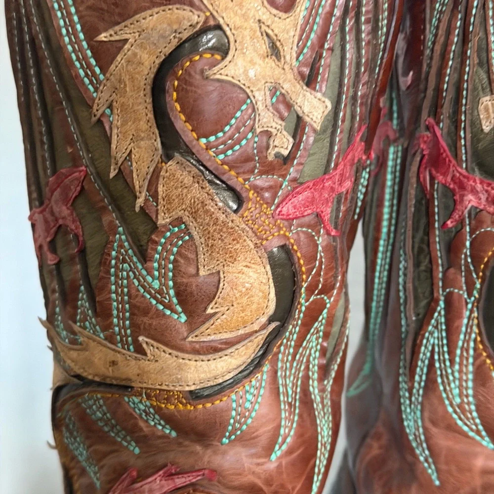 RARE collector Corral green dragon western boots - Picture 2 of 12